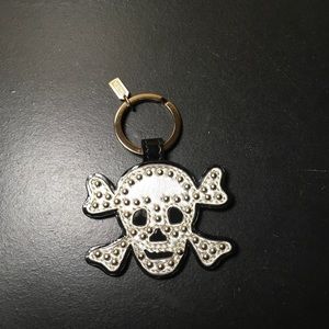 Coach Leather Studded Skull Keychain